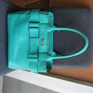 Kate Spade Turquoise Satchell w/ Front Bow Accent
